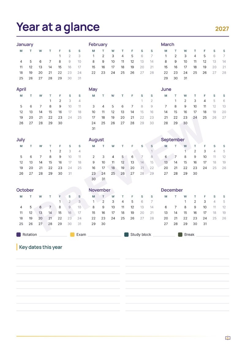 Med school study calendar preview 3