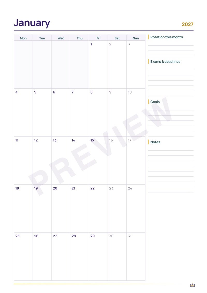 Med school study calendar preview 4
